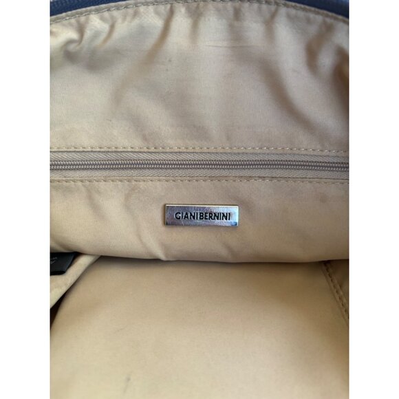 Giani Bernini Red & Black Striped Tote Bag With Tan Handles - Picture 5 of 9